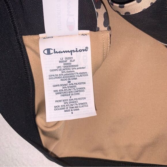 Champion NWT Leopard Print Absolute Medium Impact Sports Bra Tan Black Size S - Picture 6 of 7